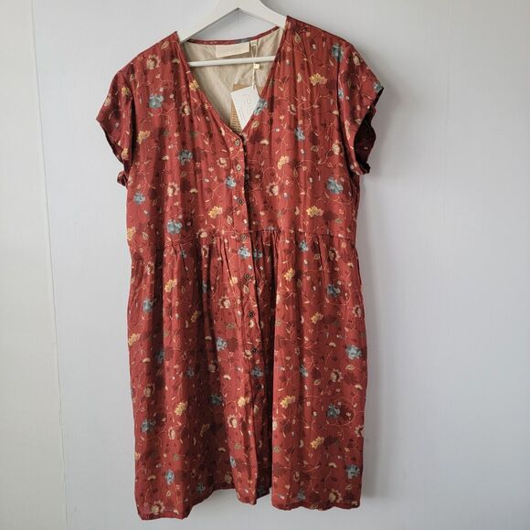 Resistor womens Cap Sleeve Short Dress size 2XL in Florals Button Front pokets - Picture 1 of 8